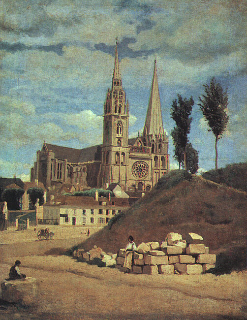 . .  
Chartres cathedral by Camille Corot