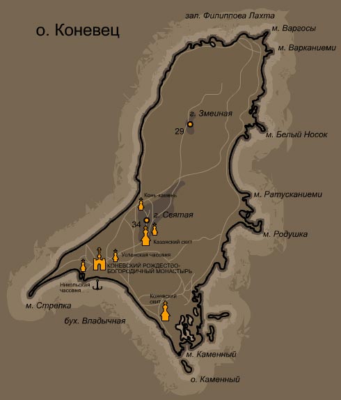 Коневец карта острова