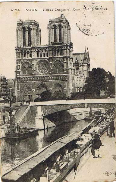 . .  -   -
Postal card. Paris. Notre-Dame and Saint-Michel quay